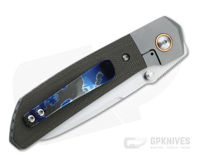 Enrique Pena Custom Mula Front Flipper Sheepsfoot Green Canvas Micarta Folder 4707 - Image 2