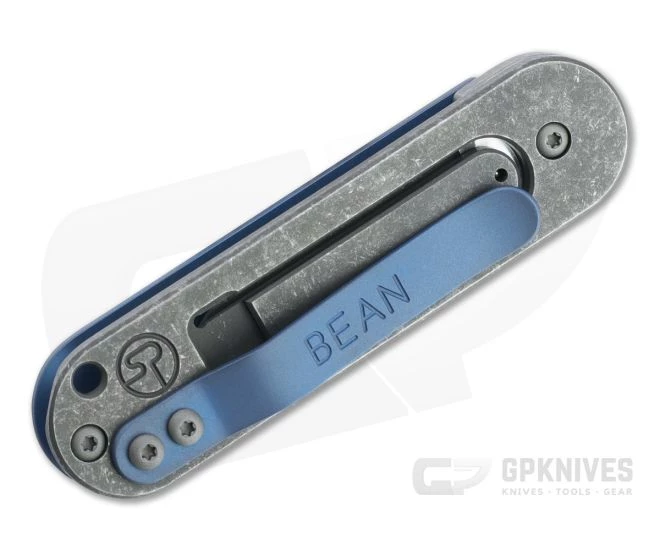 Serge Panchenko Custom Bean Drop Point Acid Washed Nitro-V Iridescent Blue Titanium Slip Joint 4709 - Image 2