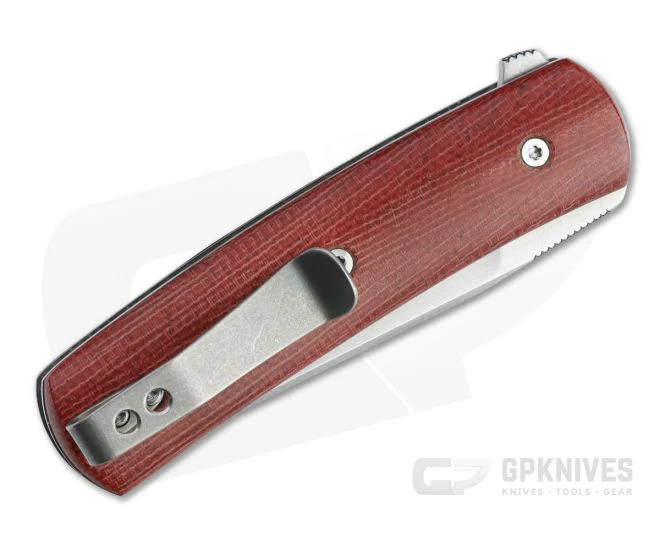 Brad Zinker Bartlow Shorty Trapper LLF Flipper Stonewashed CPM-154 Chili Pepper Micarta Folder 4711 - Image 2