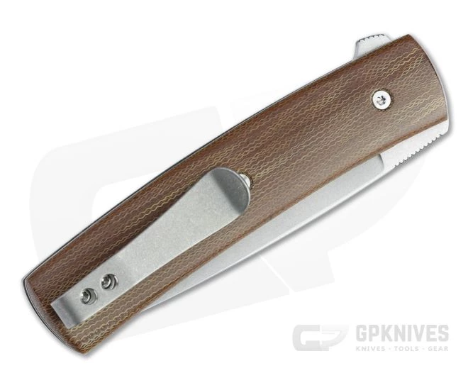 Brad Zinker FR LLF Stonewashed CPM-154 Crosscut Natural Micarta Liner Lock Flipper 4712 - Image 2