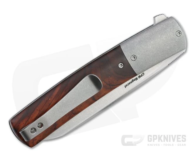 Brad Zinker FR Stretch LLF Flipper Stonewashed Magnacut Bolstered Cocobolo Folder 4716 - Image 2