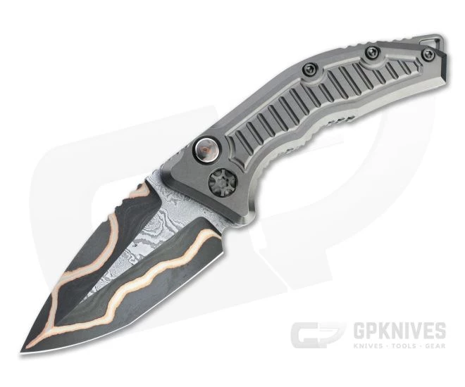 Heretic Custom Medusa Tanto Bakers Forge Damascus Frag DLC Titanium Automatic Knife 4728
