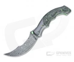 Alan Folts Rite #5 Damasteel Zirconium Bolstered Green Carbon Flake Persian Folder 4751