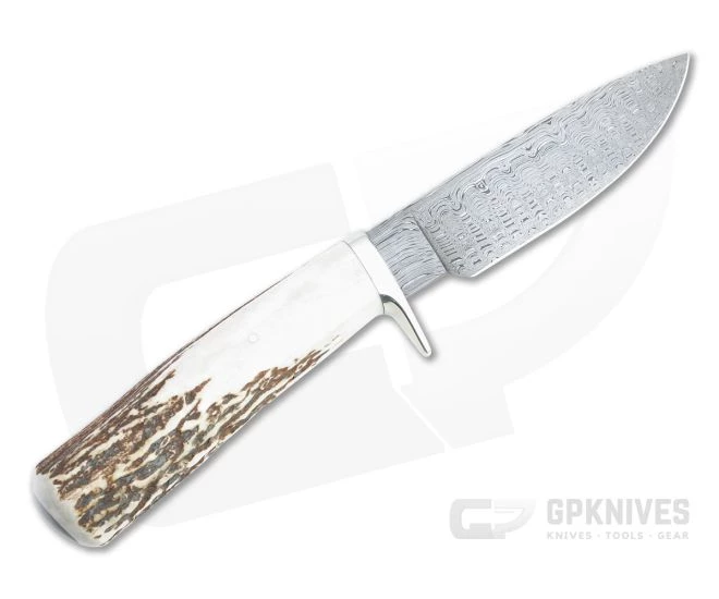Camerer Knives Drop Point Hunter Damascus Stag Custom Fixed Blade 4761 - Image 3