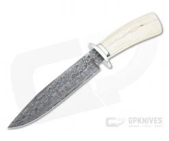 Bill Miller Custom Fighter Large Carbon Damascus Walrus Ivory Fixed Blade 4763