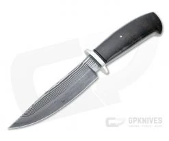 Bill Miller Custom Fighter Carbon Damascus African Blackwood Fixed Blade 4765