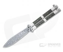 Craig Camerer Custom Balisong Drip Damascus Shatter Weave Carbon Fiber Butterfly Knife 4783
