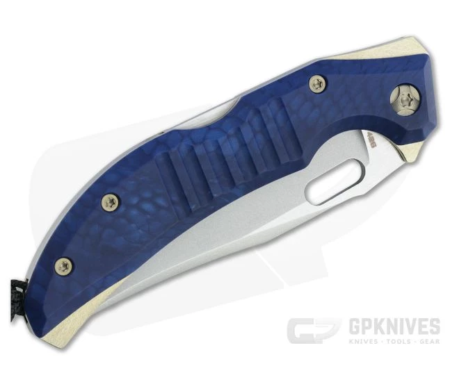 Lhotak Designs Custom Clip Point ATI 425 Blue Snake Juma Back Lock Folder 4791 - Image 2