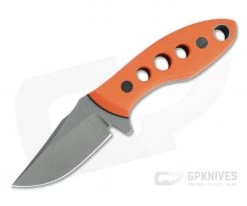 Tom Krein Custom Tusk Bowie Acid Washed XHP Speed Hole Orange G10 Fixed Blade